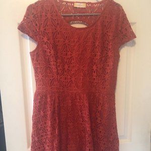 Lace Orange Fit n Flare Dress